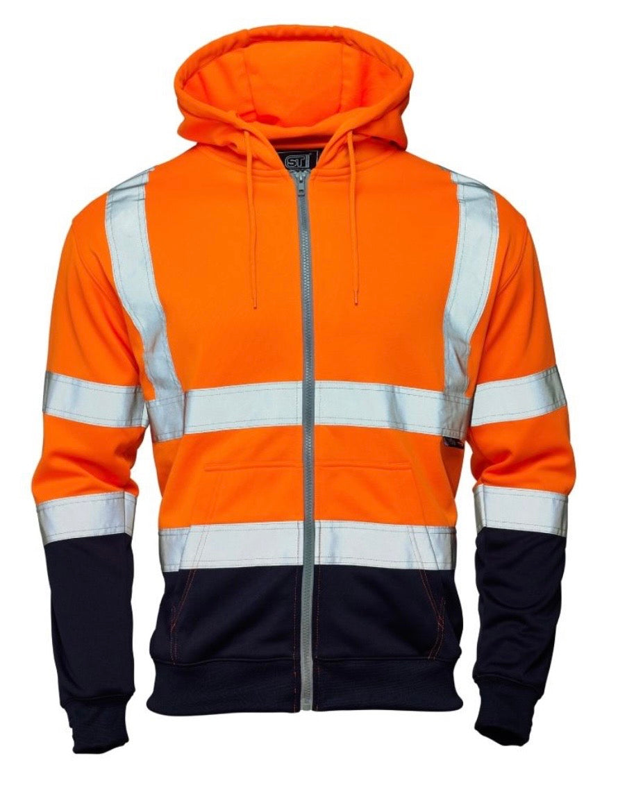 Supertouch Hi Vis 2 Tone Hooded Zipped Sweatshirt