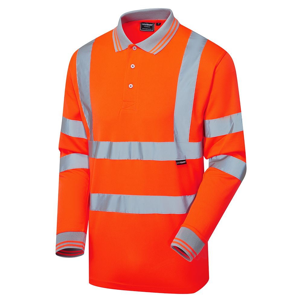 Supertouch Hi Vis Long Sleeve Bird Eye Polo Shirt