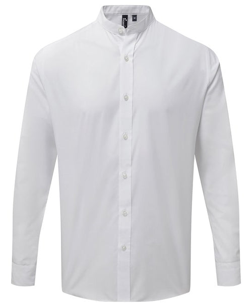 Banded collar grandad long sleeve shirt