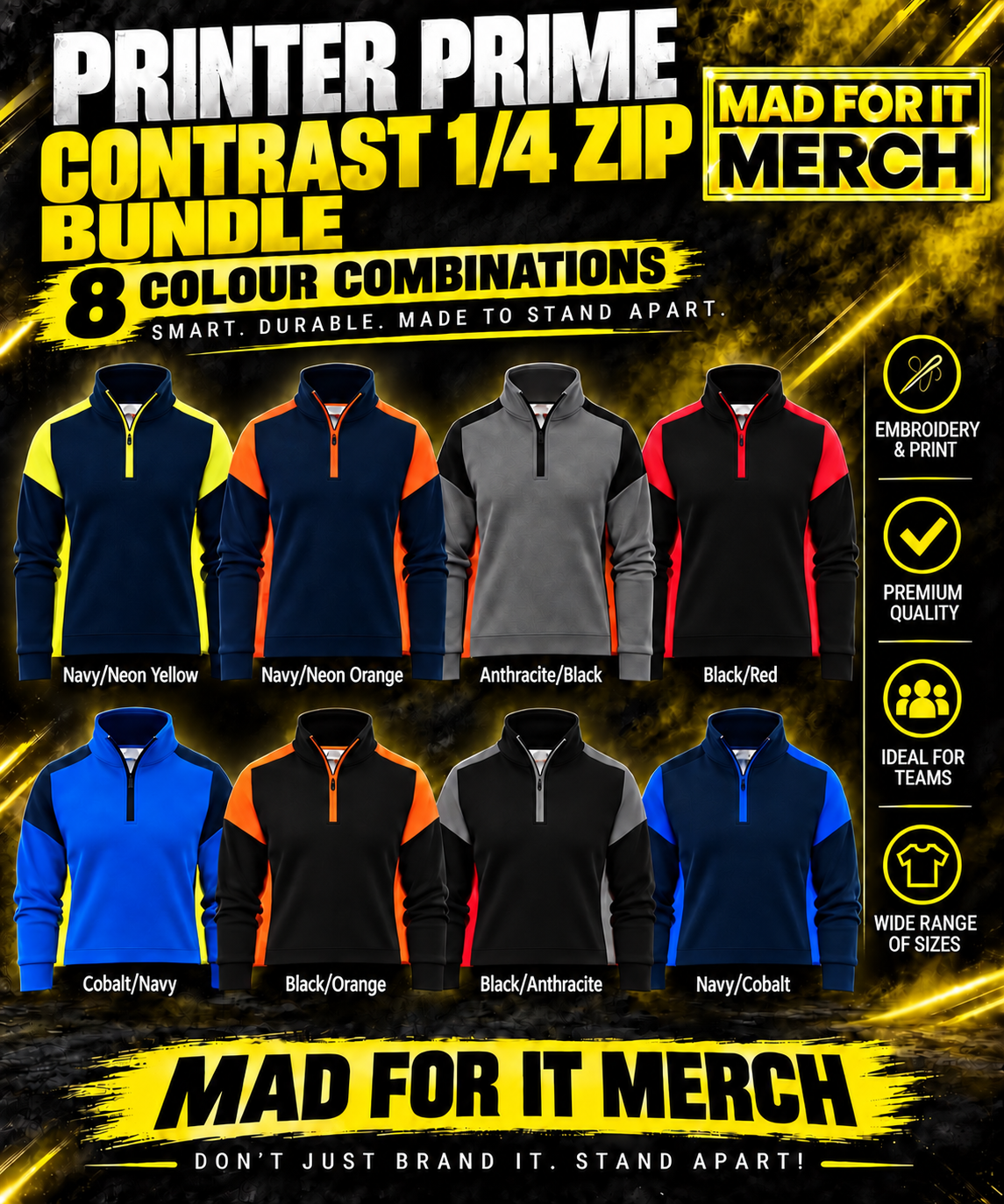 x8 1/4 Zip Printer Prime Sweatshirts